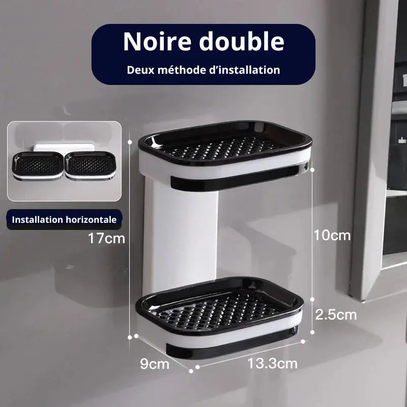 Porte savons pour douche noir - patere murale