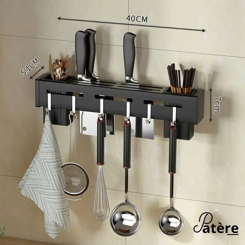 [Luxe-Rangement] - patere noire metal luxueuse pour cuisine - patere murale